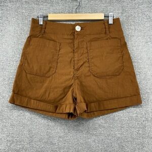 Anthropologie Shorts Women Size 30 Linen Blend Brown Summer
